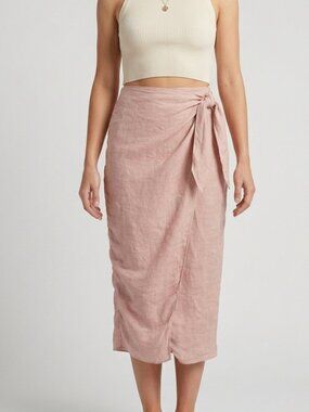 DISSH Hallie Linen Wrap Midi Skirt